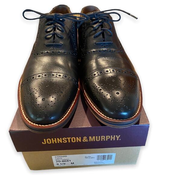 Johnston & Murphy Conard Cap Toe Shoe in Black - New in Box Size 9.5 - Picture 8 of 10